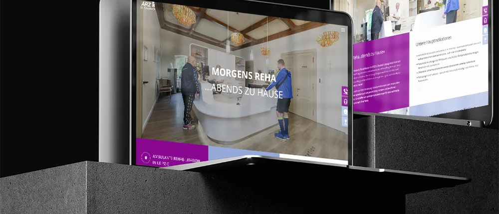 Ein Monitor in dem die neue Website des ARZ zu sehen ist